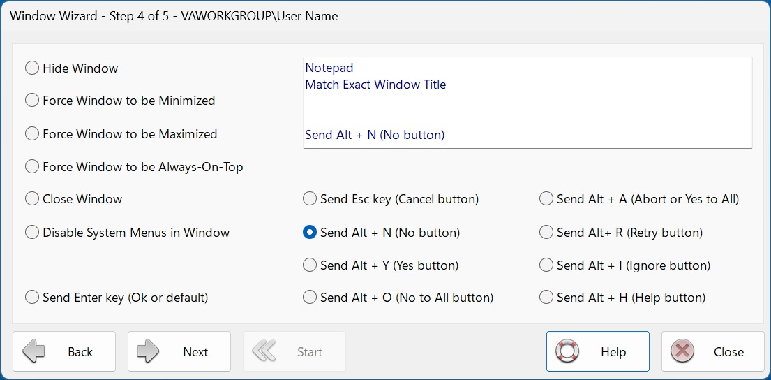 Secure Desktop Window Wizard Step 4b