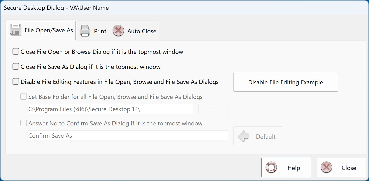 Secure Desktop Dialog