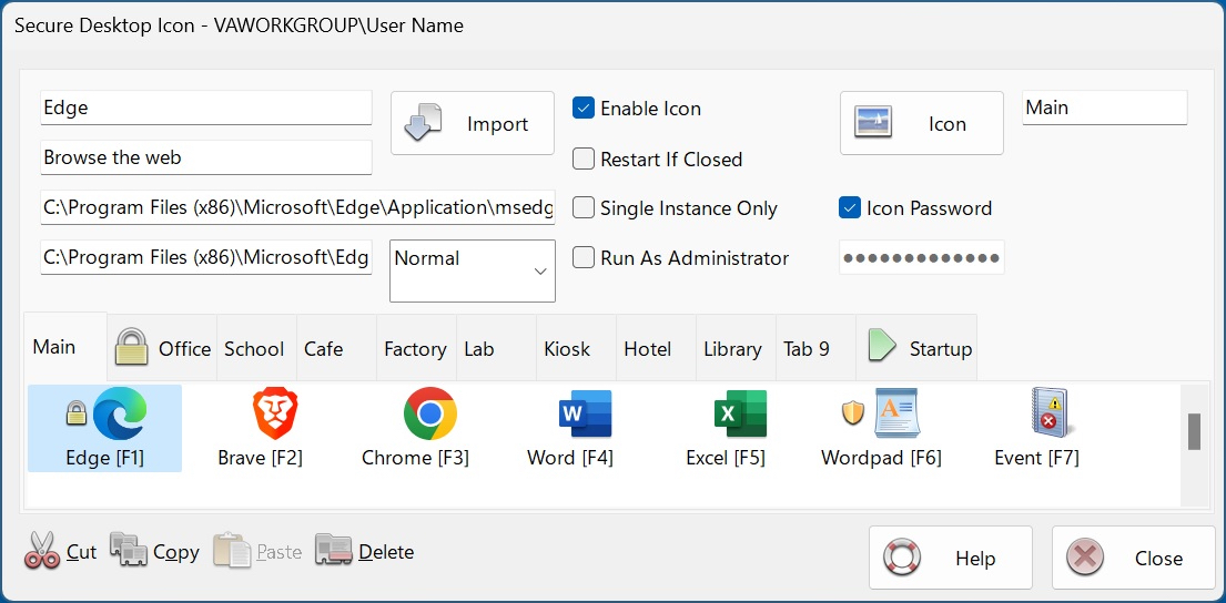 Secure Desktop Icon Configuration