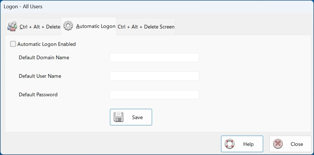 Secure Utilities Automatic Logon